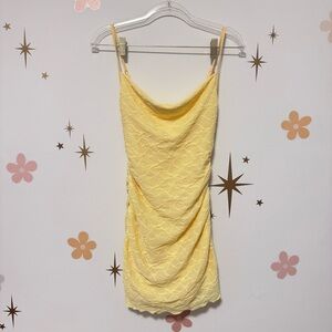 SHEIN Yellow Floral Lace Dress